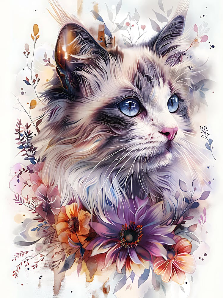 Cat With Flowers 2