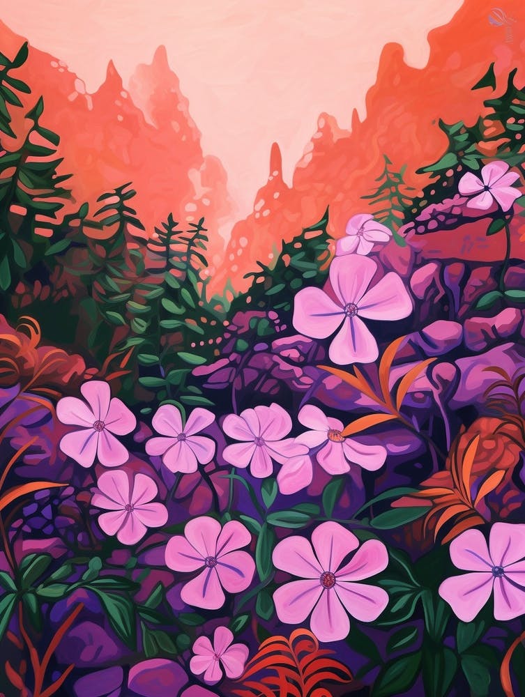 Boho Wildflower Painting Woodland Phlox 1