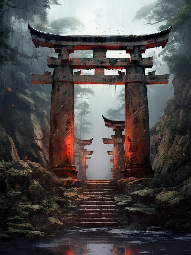 Torii Gates Japanese Illustration 2