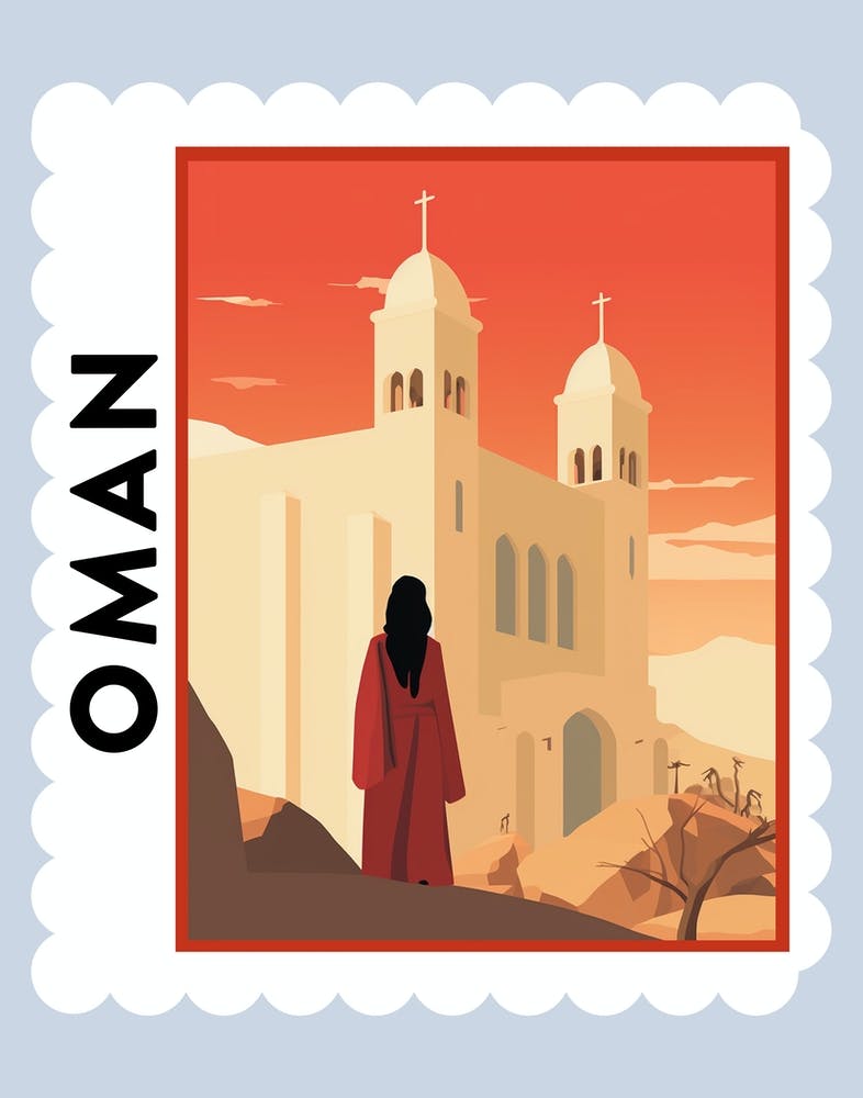 Oman 2 Travel Stamp Poster