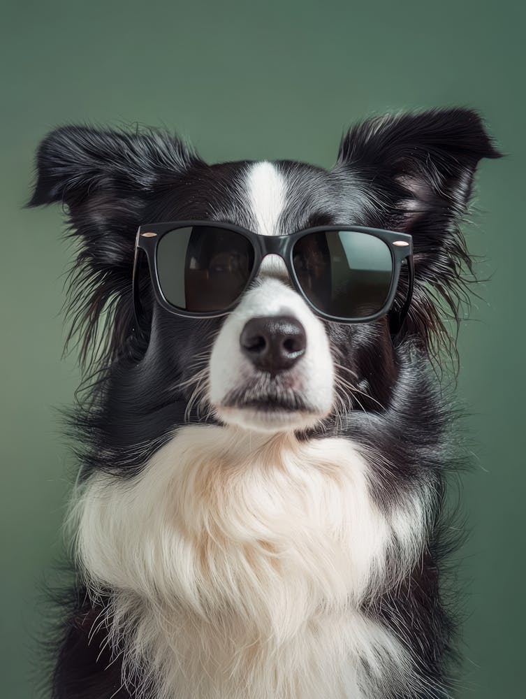 Chien Border Collie En Lunettes De Soleil