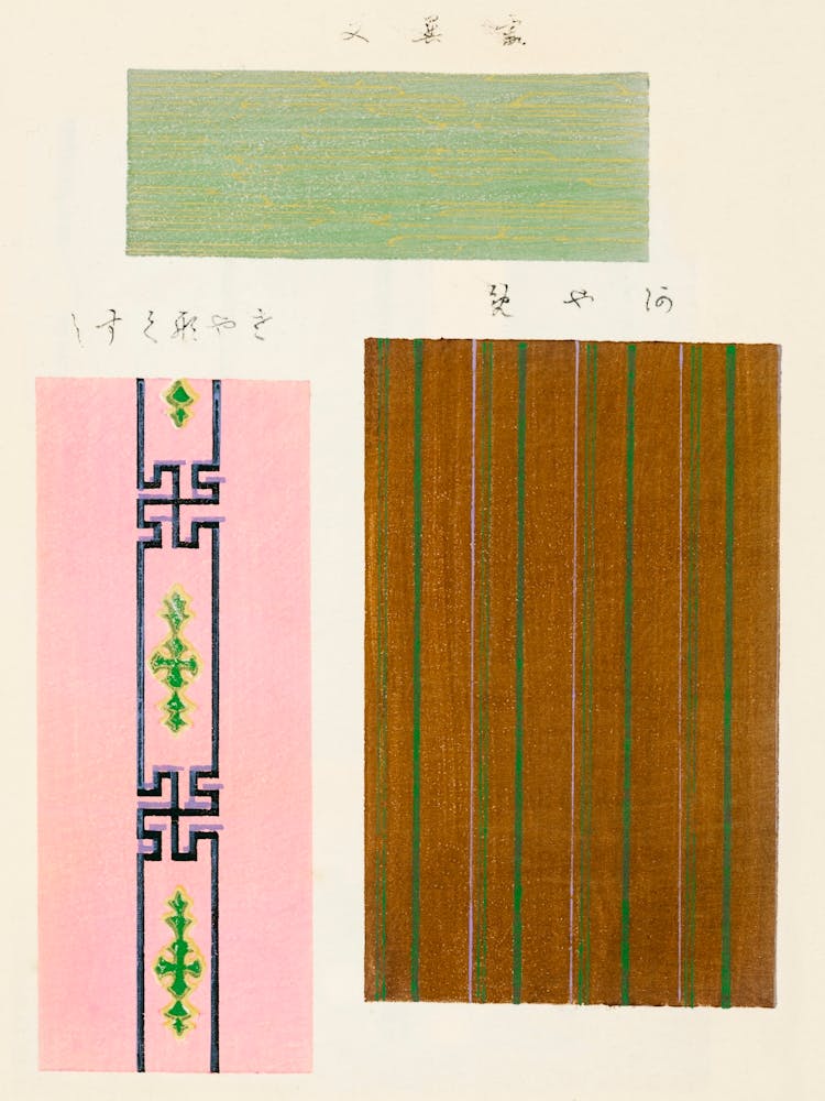 Vintage Ukiyo-e-Holzschnitt japanischer Textilien, Shima Shima, Furuya Korin (224)