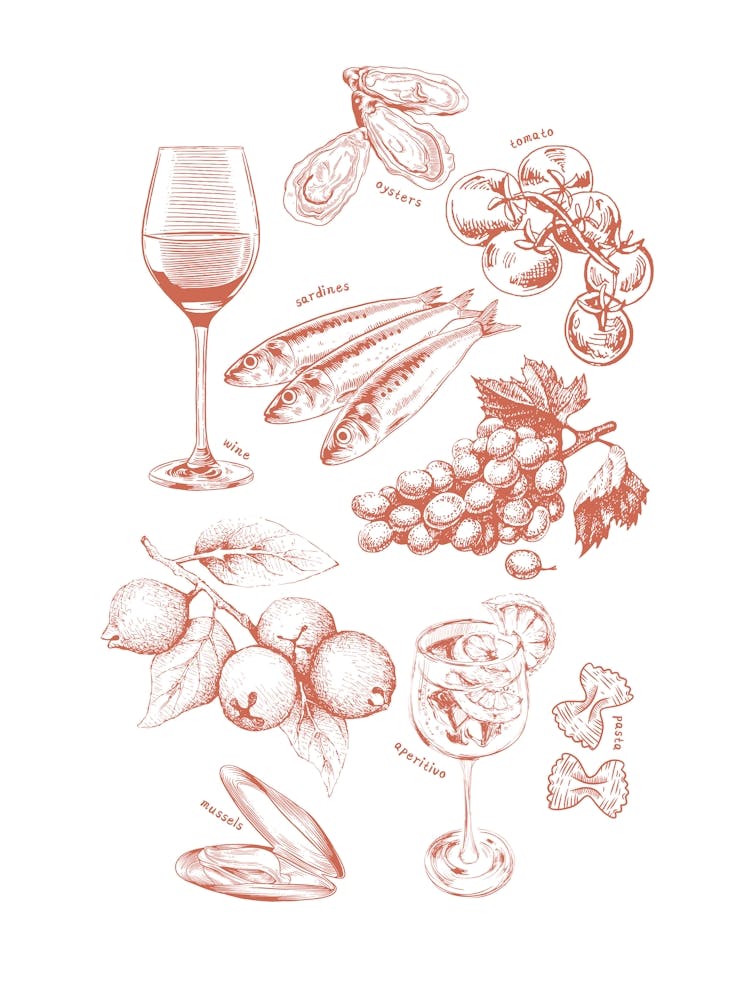 Italian Food Kitchen Travel Illustration