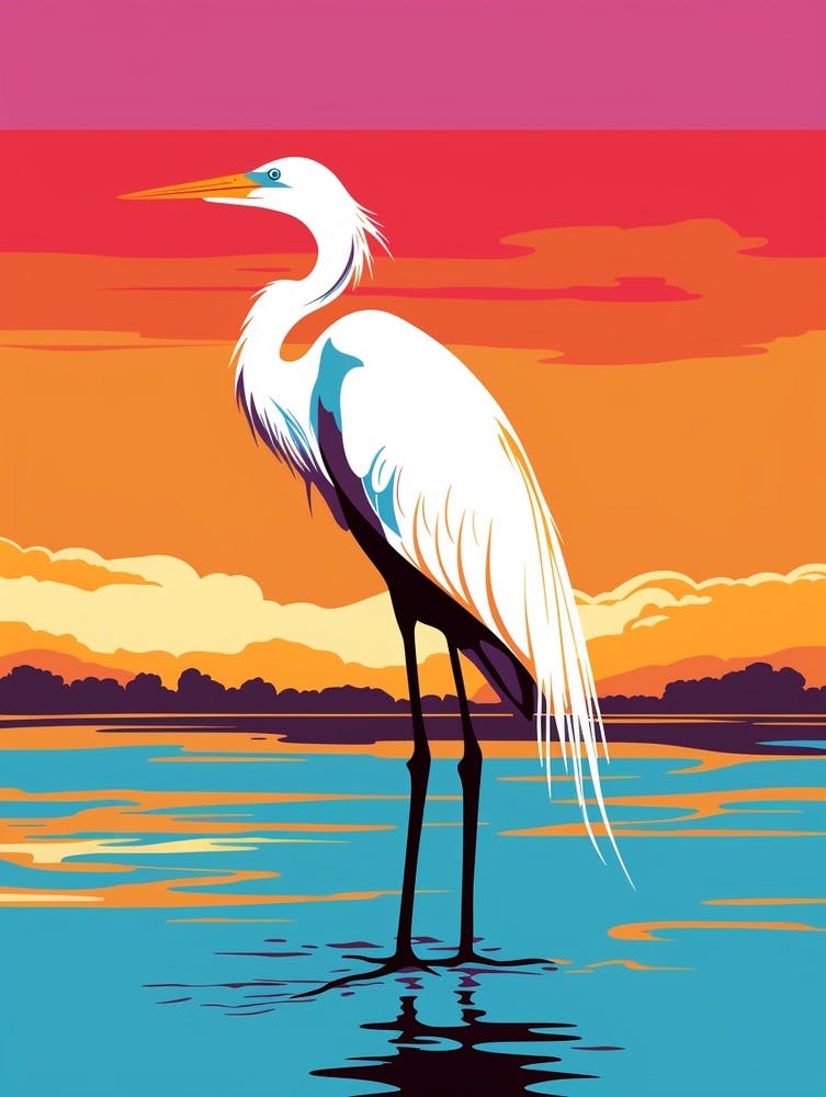 Andy Warhol Style Bird Egret 1