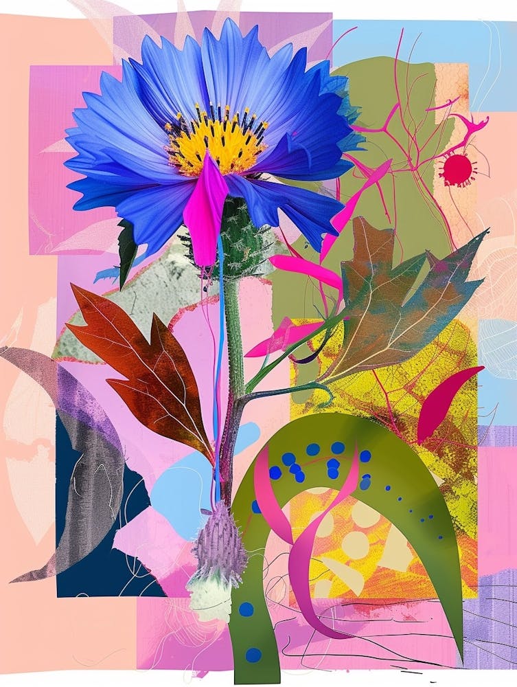 Kornblume (Junggesellenknopf) 1 Neon-Blumen-Collage