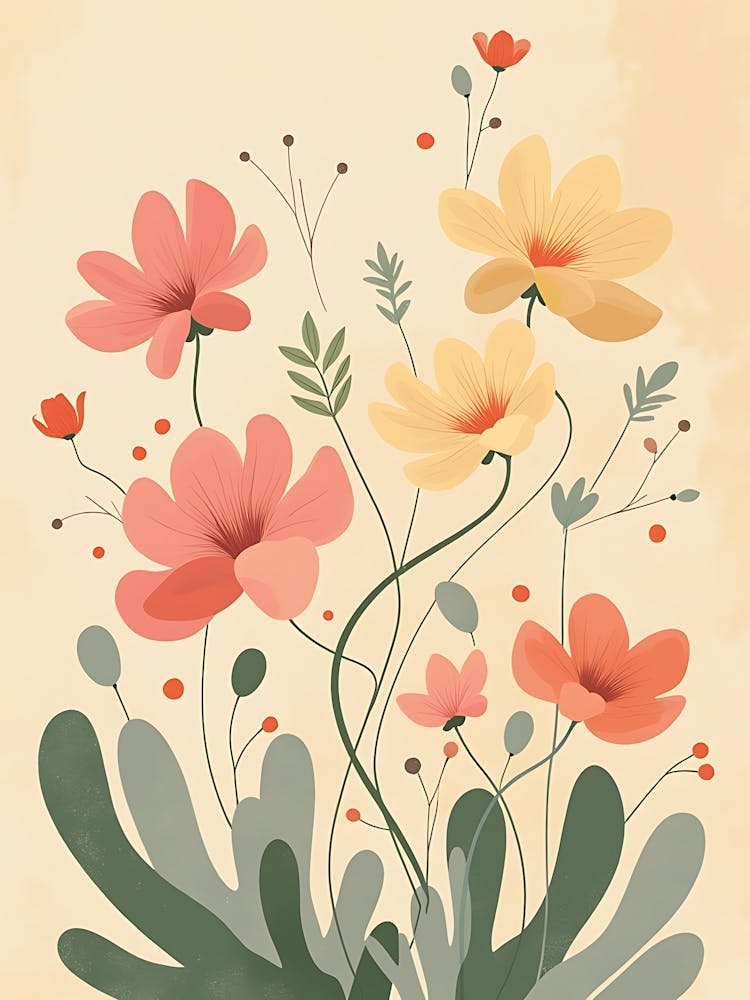 Bohemian Botanical Print - Earthy Floral Aesthetic