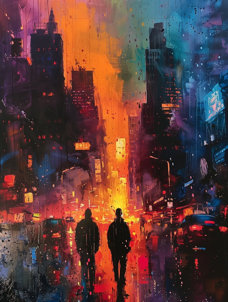 Two Men Walking In The Rain