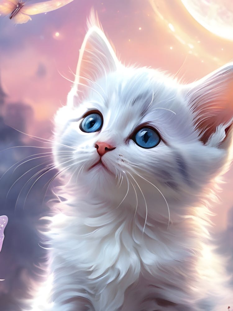 Weiße Katze mit blauen Augen