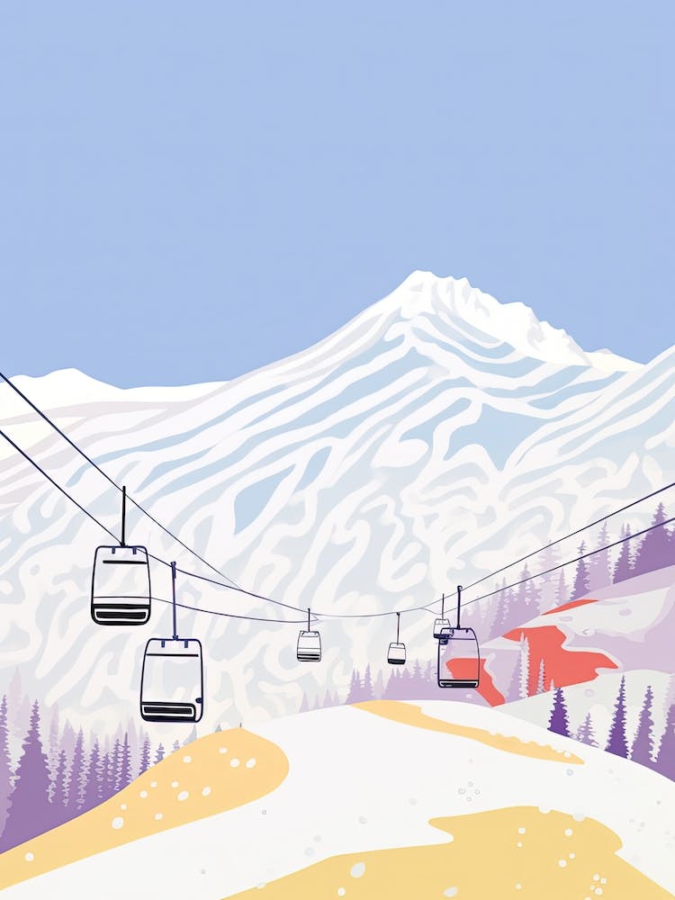 Gudauri   Georgia, Ski Resort Pastel Colours Illustration 0