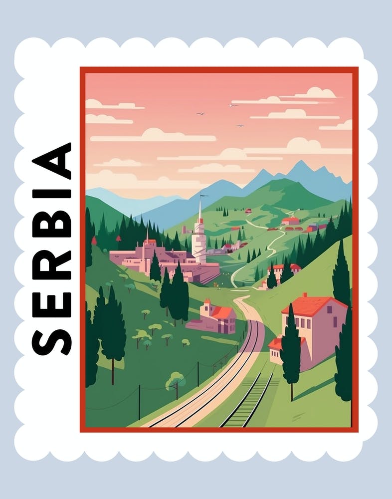 Serbia 2 Travel Stamp Poster