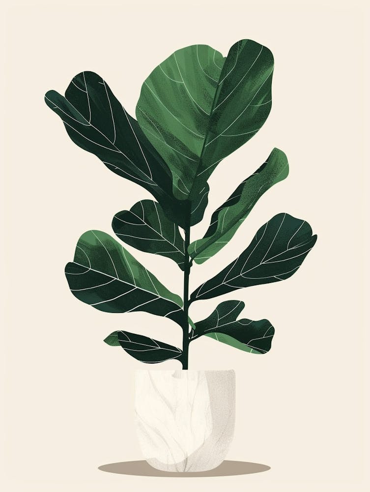 Fiddle Leaf Fig Plant Minimalist Illustration 3