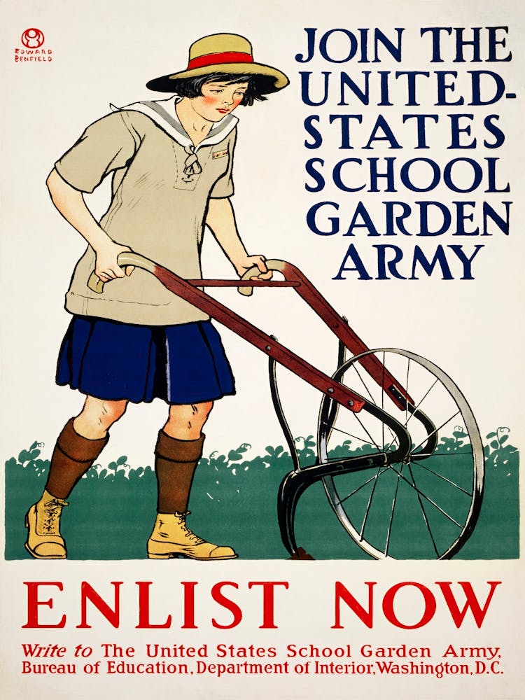 Join The United States School Garden Army –Enlist Now (1918) , Edward Penfield
