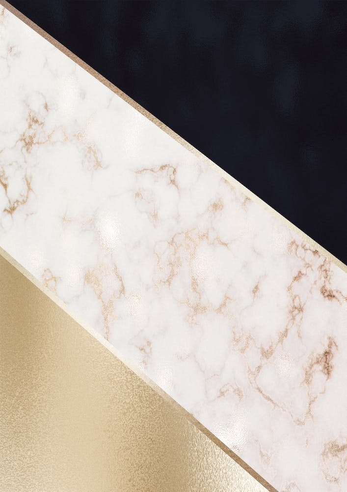 Mixed Gold Marble and Dark Blue Abstract With Gold Trim