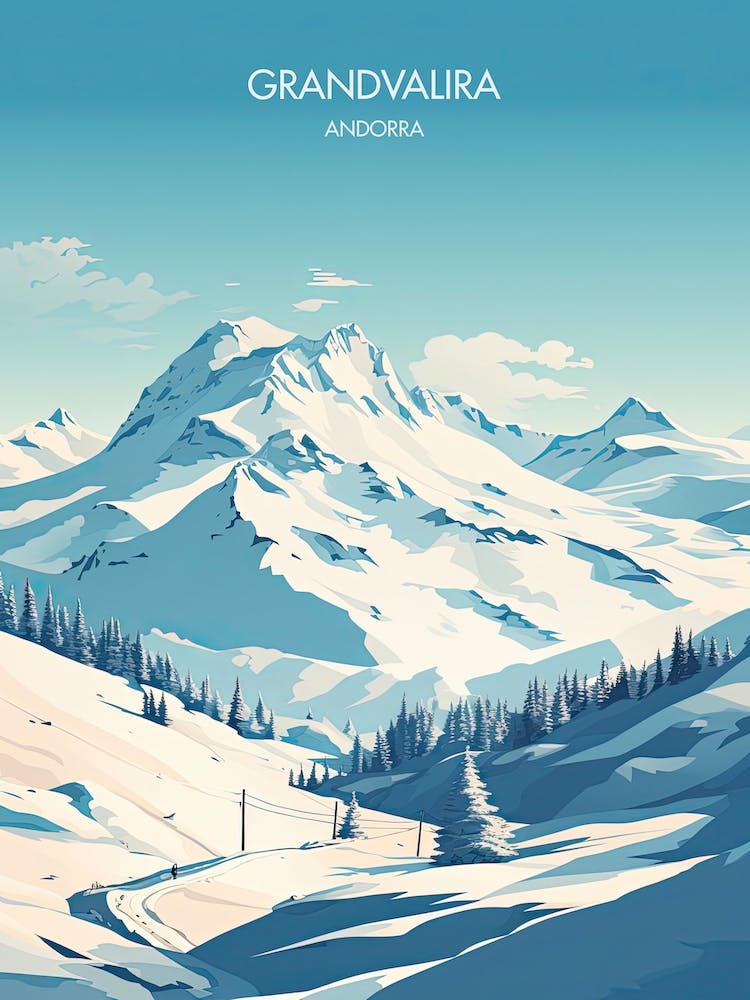 Poster Of Grandvalira   Andorra, Ski Resort Illustration 1