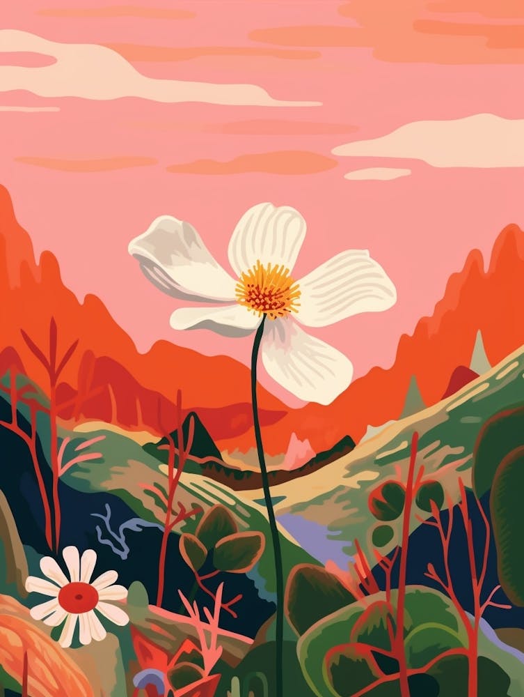 Boho Wildflower Painting Wood Anemone 3