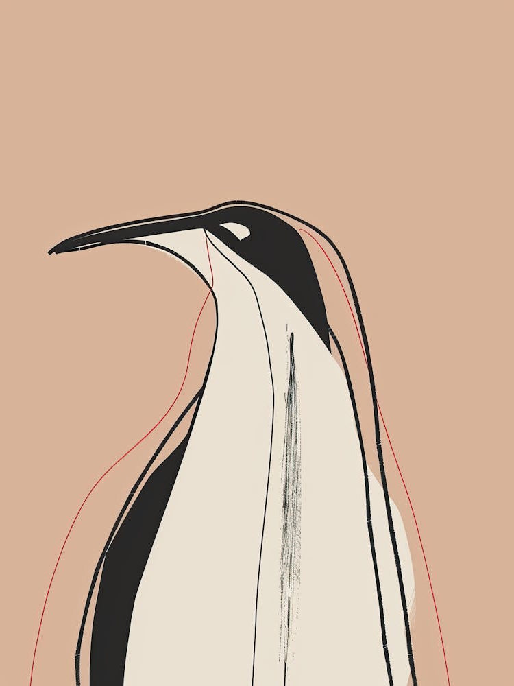 Penguin - Boho, Line Art