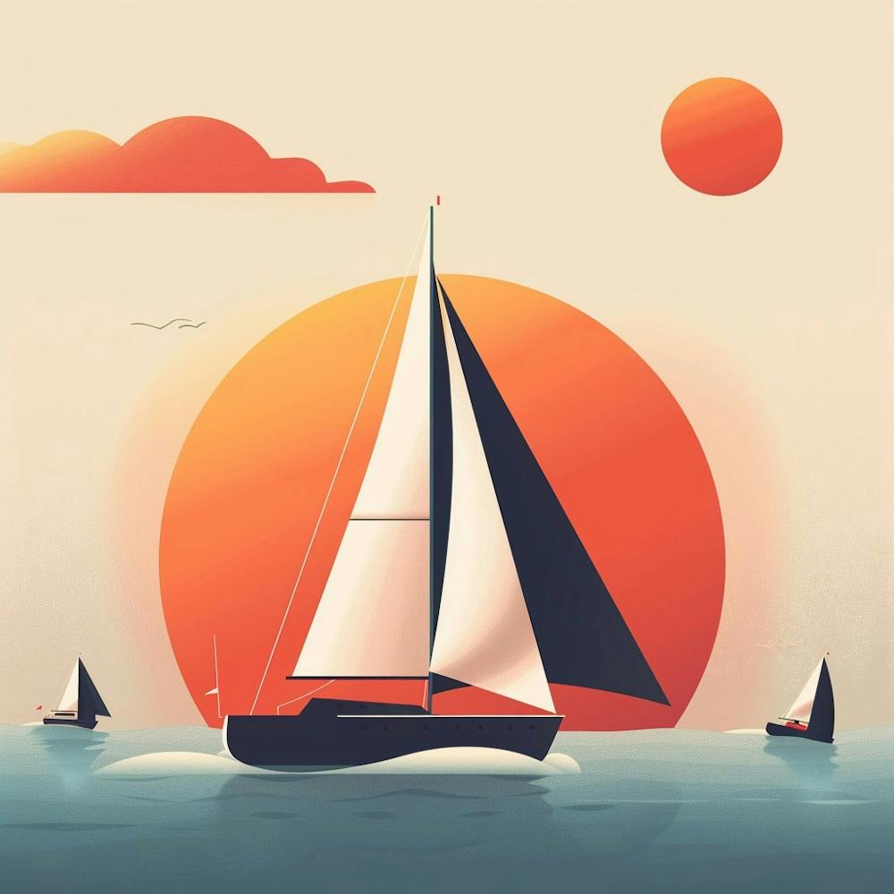 Sailboats At Sunset