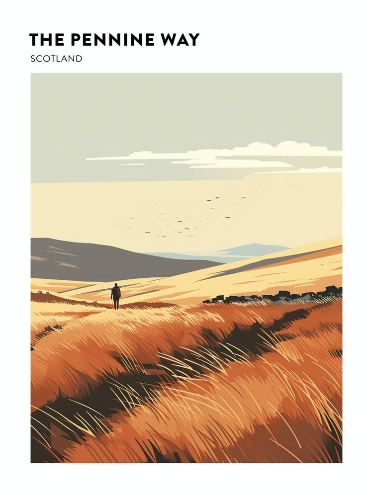 The Pennine Way Scotland 4 Hiking Trail Landscape Poster