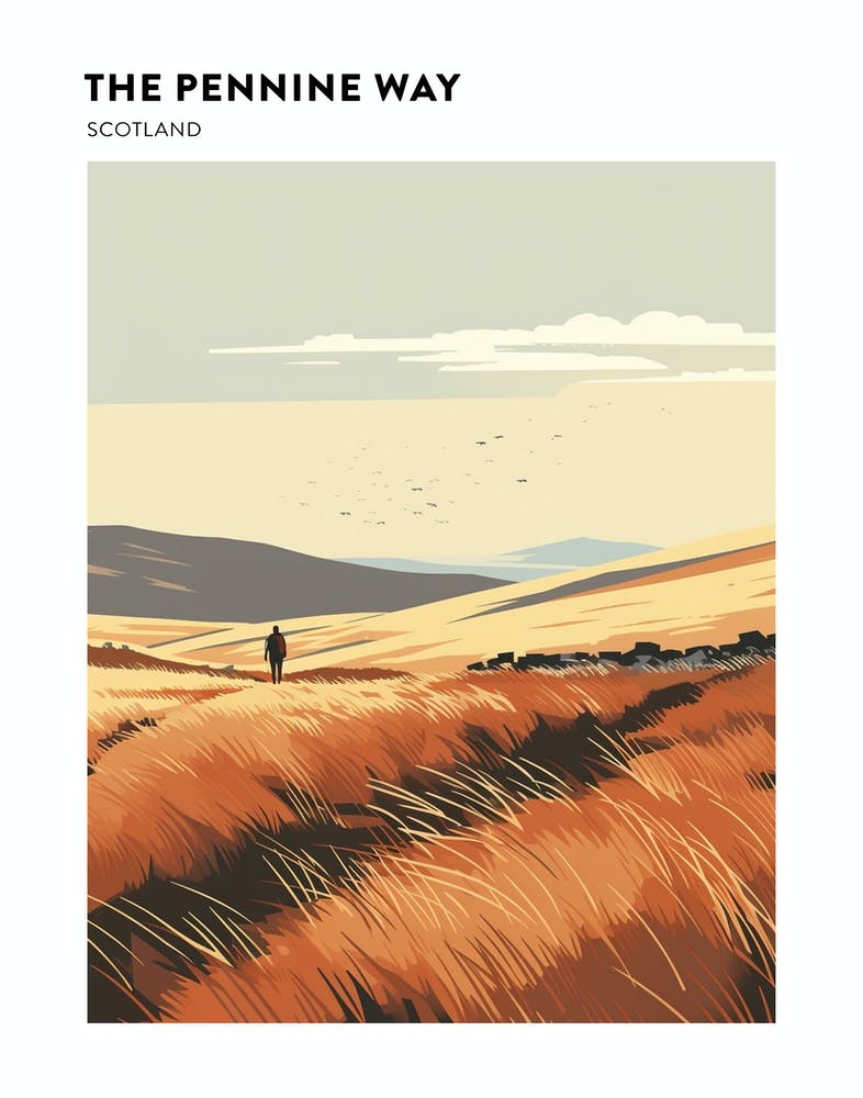 The Pennine Way Scotland 4 Hiking Trail Landscape Poster