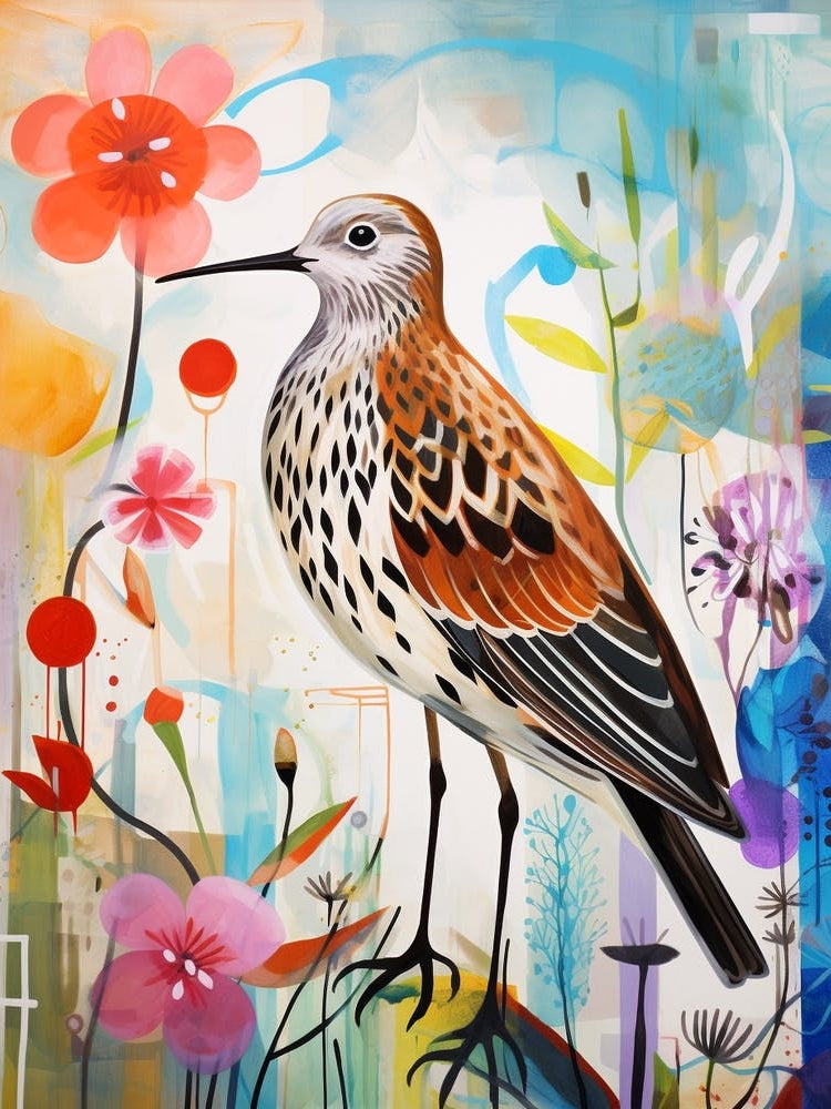 Bird Painting Collage Dunlin 3