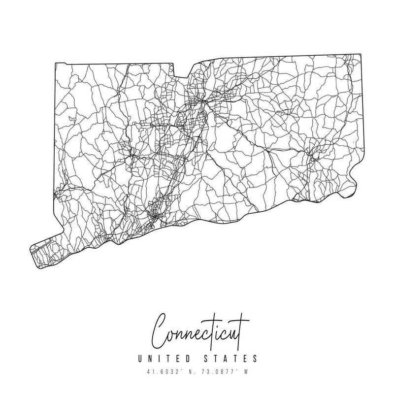 Connecticut Minimal Street Map Square