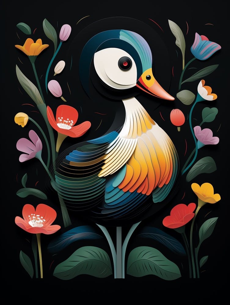 Folk Bird Illustration Bufflehead 1