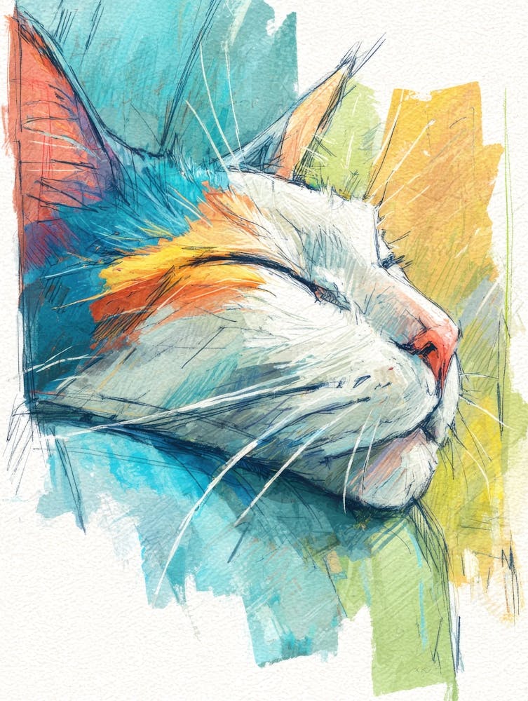 Watercolor Cat On The Couch 20