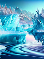 Frozen Landscapes With Icy Water Formations, Waterscape Holographic 2