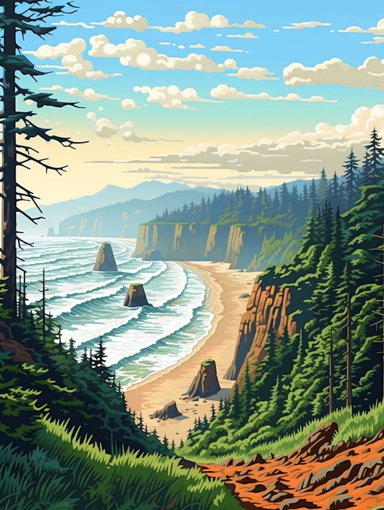 Cannon Beach Washington Retro Pop Art 9