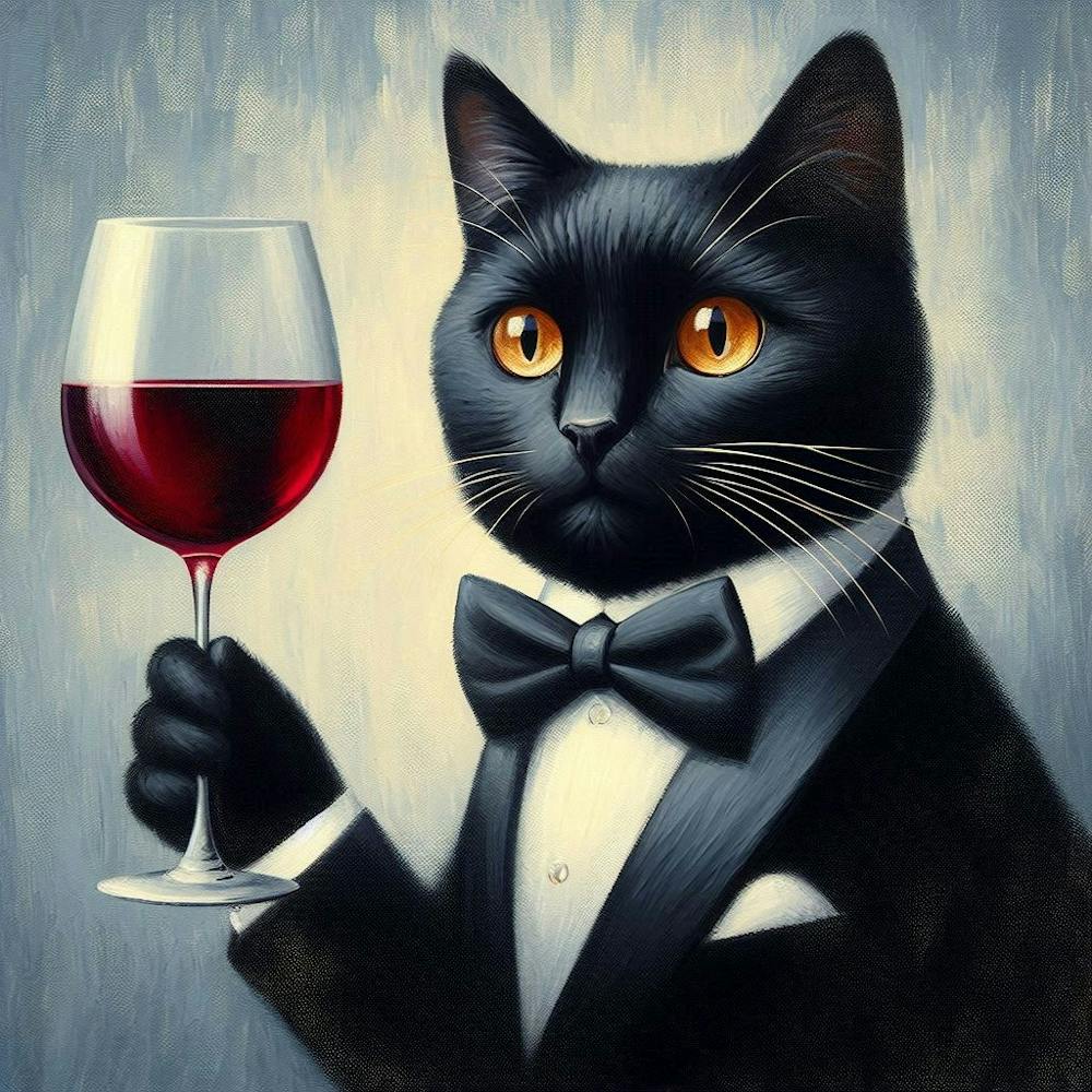 Cat In A Suit holding glass of wine 3