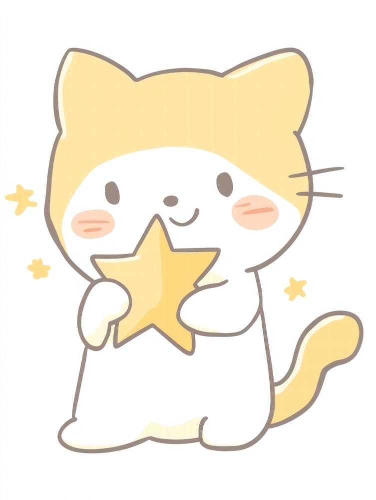 Kawaii Cat. Généré par IA. Art Mural