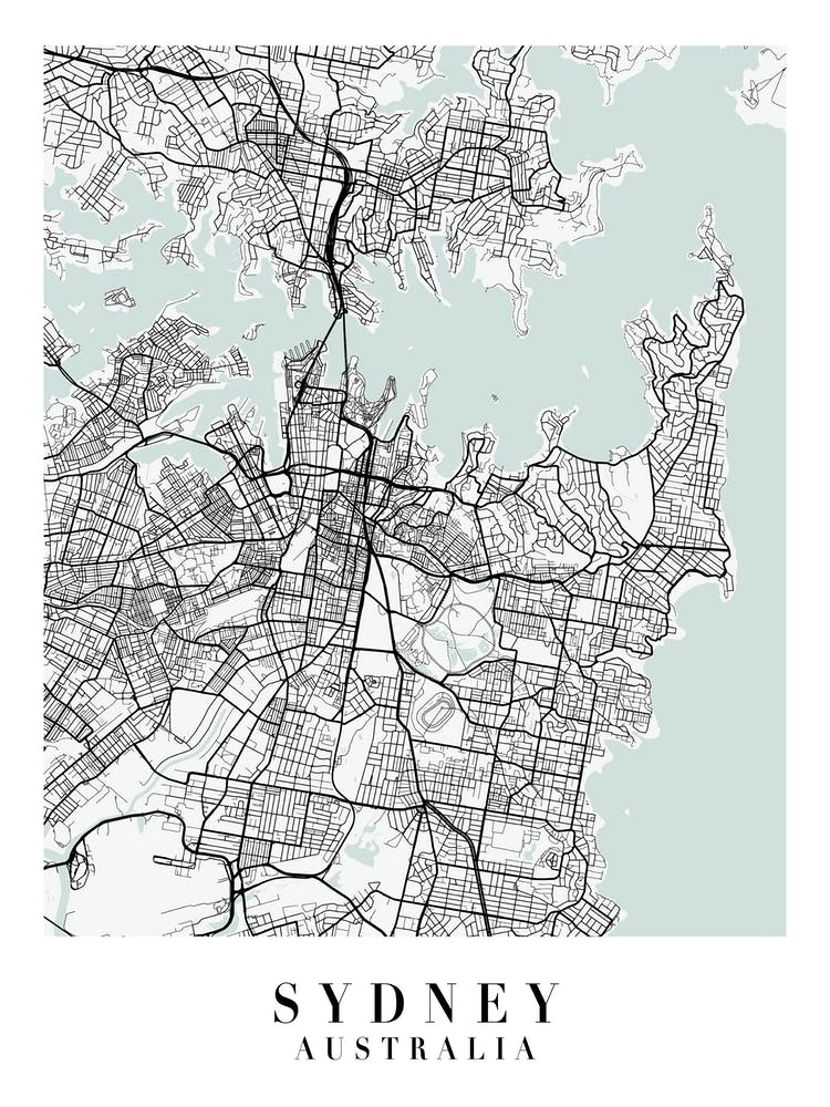 Sydney Australia Street Map Minimal Color