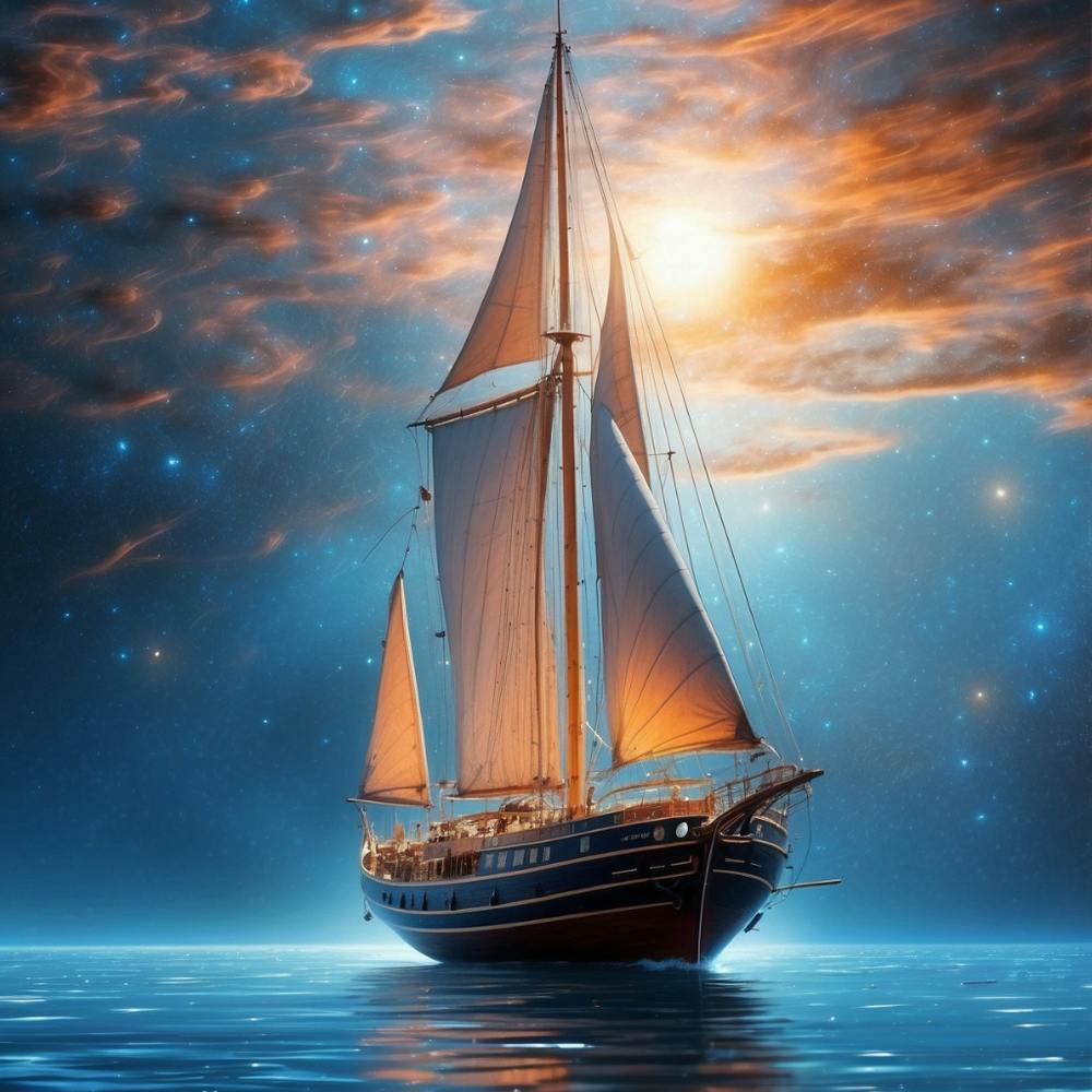 Sailboat In The Night Sky