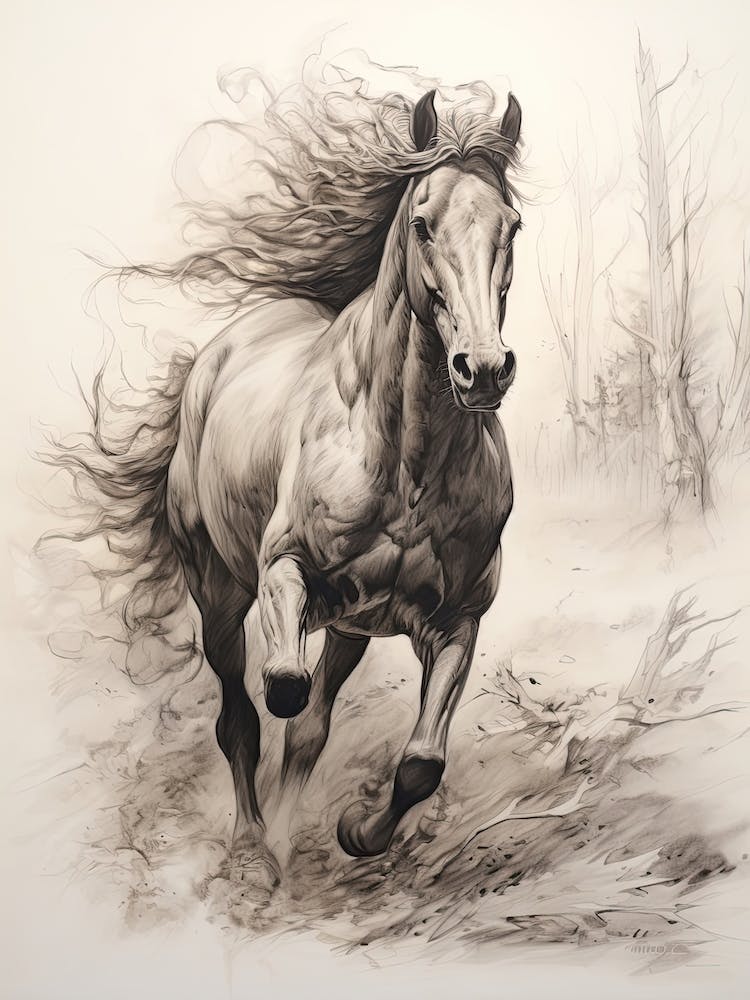 A Horse Painting In The Style Of Grattage 1