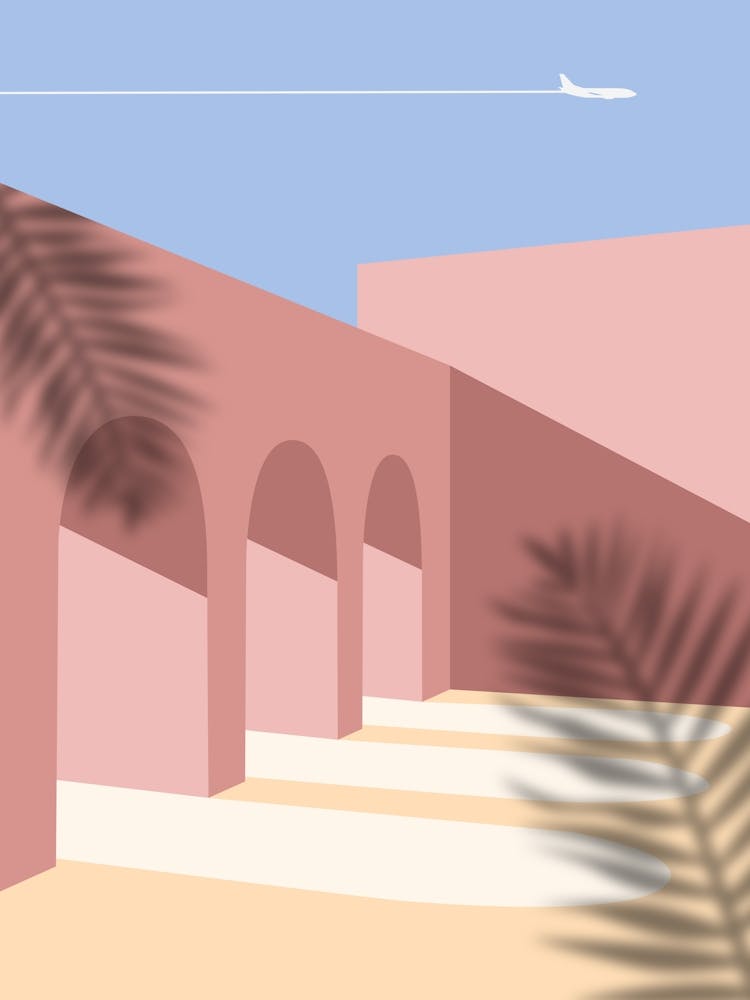 Arches And Palm Trees. Boho travel art. Morocco poster — boho travel poster