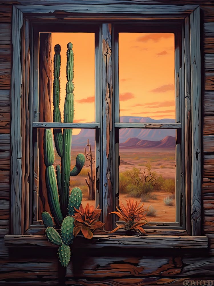 Organ Pipe Cactus On A Window  3
