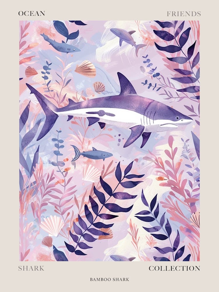 Requin Bambou Violet Illustration 2 Affiche