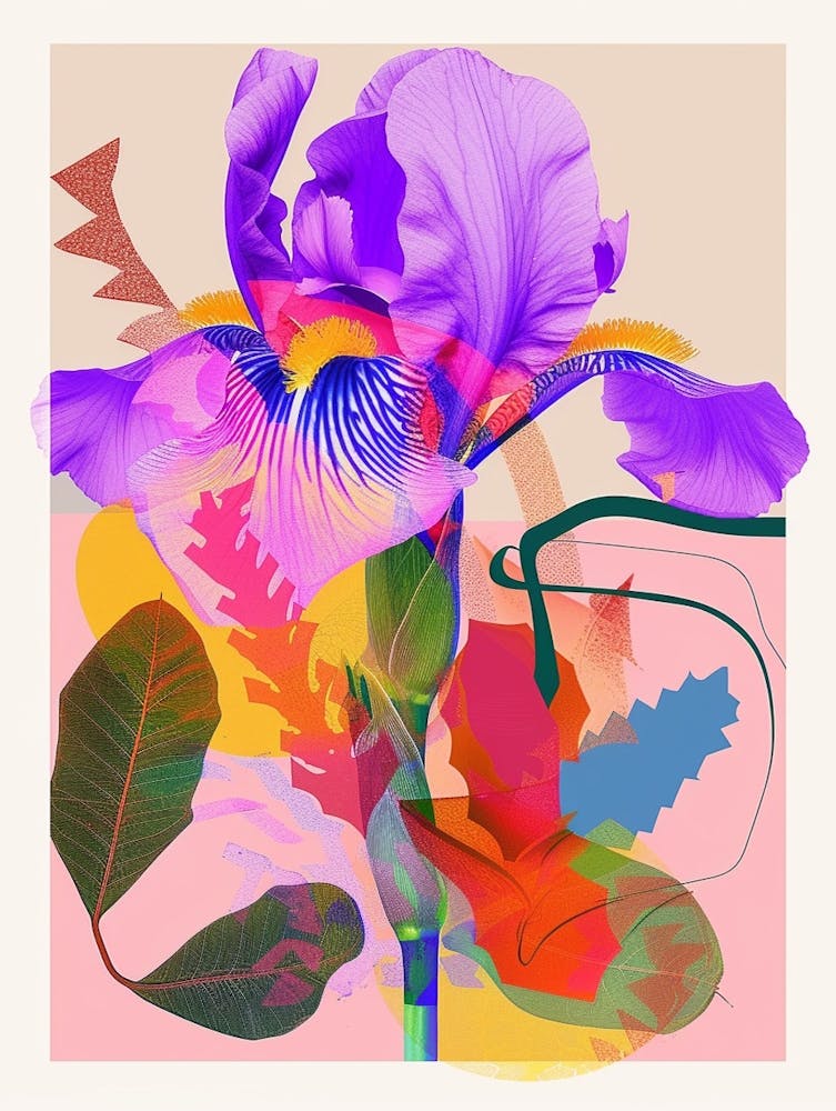 Iris 4 Neon Flower Collage