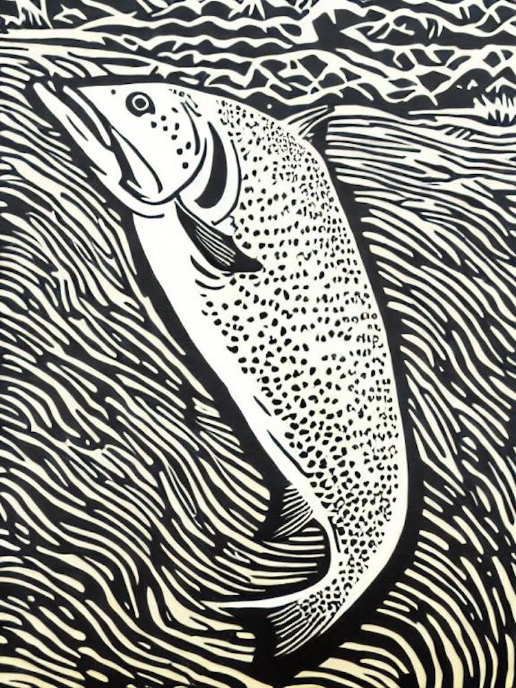 Trout Linocut