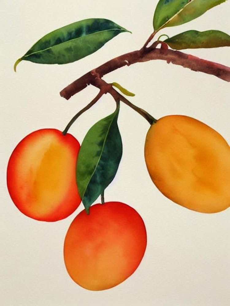 Mango Watercolour Fruit Painting Fruit