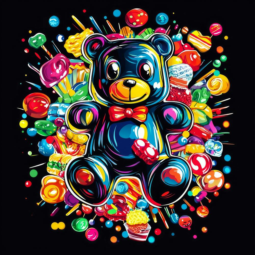 Teddy Bear With Candy print