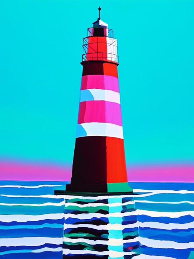 Lighthouse Waterscape Colourful Pop Art 1