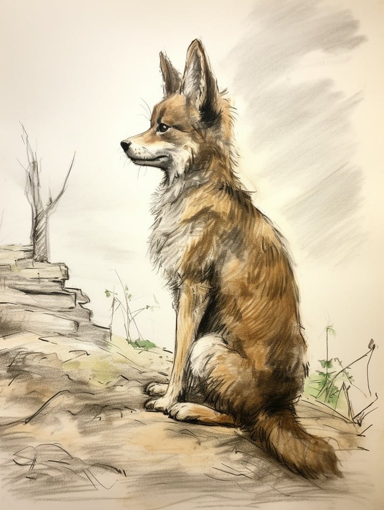 Storybook Animal Watercolour Coyote 2