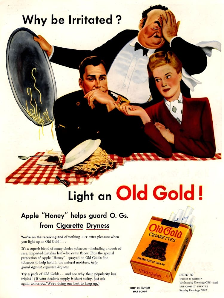 Old Gold Cigarettes, Vintage Advertising Poster