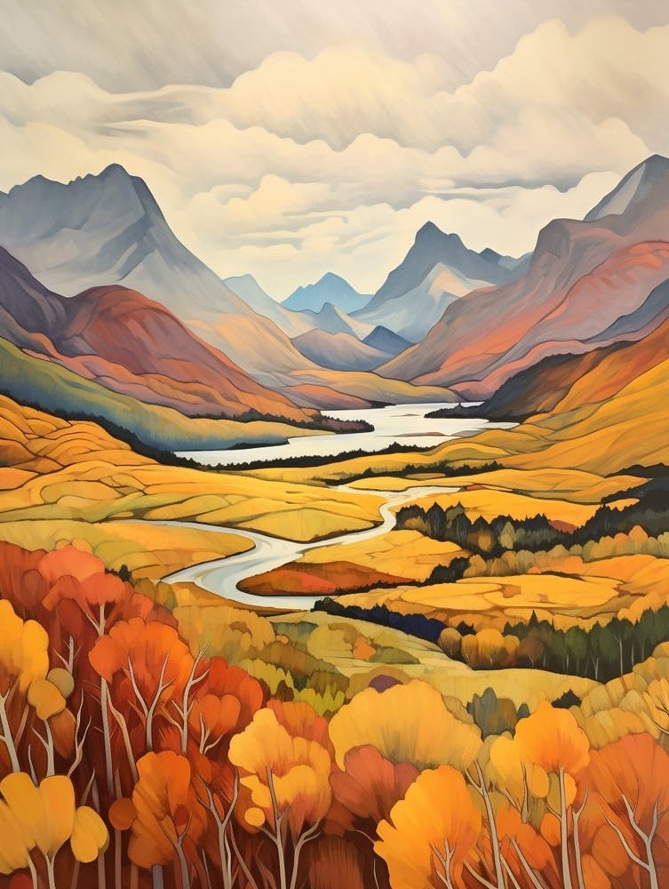 Autumn National Park Painting Fiordland National Park New Zealand 2