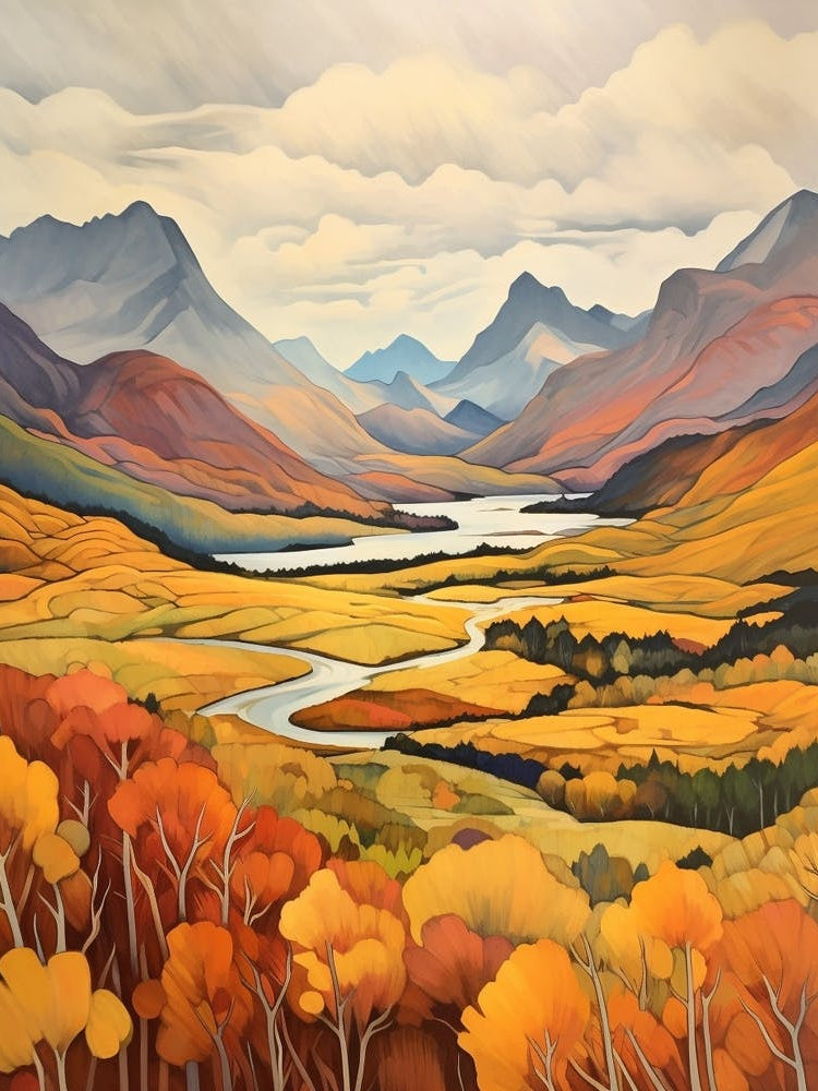 Autumn National Park Painting Fiordland National Park New Zealand 2