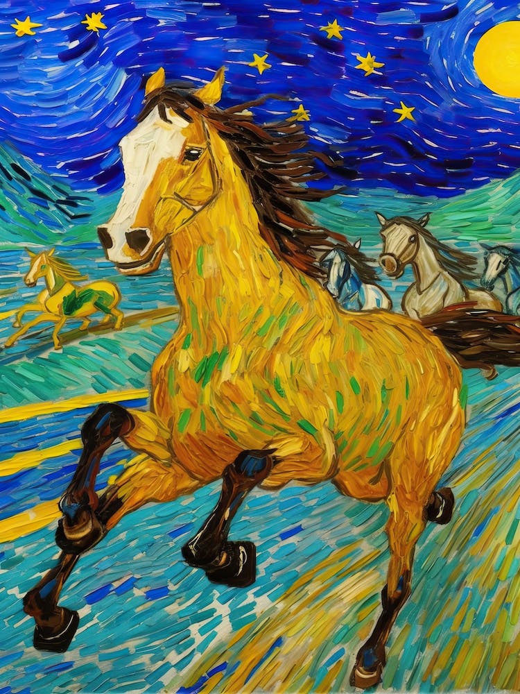 Horse Racing In The Style Of Van Gogh 2