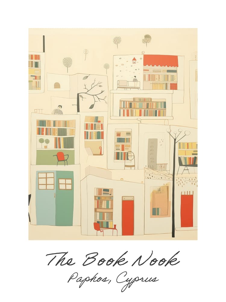 Paphos, Cyprus The Book Nook Pastel Colours 2 Poster