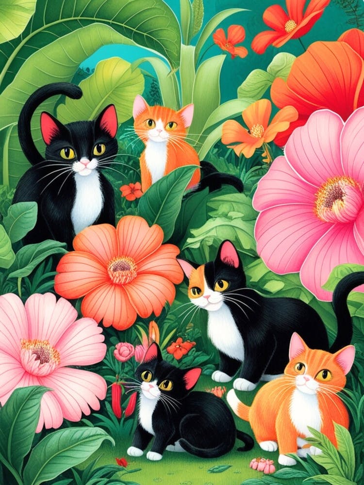 Chats Dans Le Jardin 5