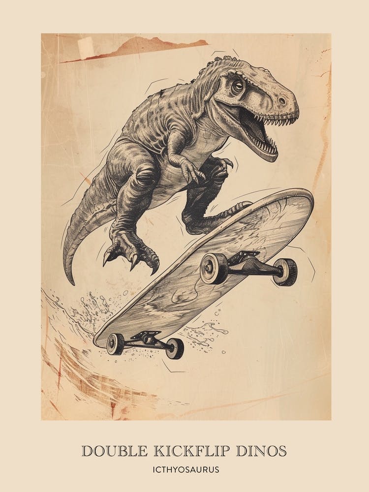 Icthyosaurus Vintage Dinosaur Poster 2